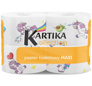 Papier toaletowy Kartika Unicorn Maxi 4 rolki 300 listków 3 warstwy